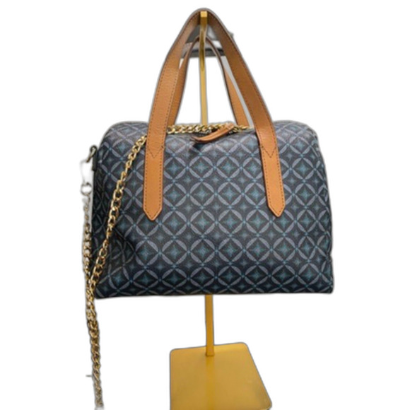 Fossil Blue and Brown Sydney Satchel with After Market Crossbody Shoulder Strap - Picture 1 of 7